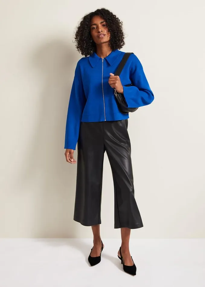 Phase Eight Maisie Zip Jacket Cobalt Women Knitwear