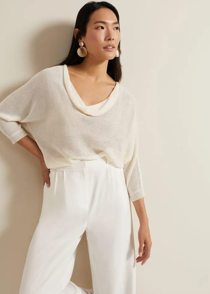 Phase Eight Malti Metallic Knit Ivory Women Knitwear
