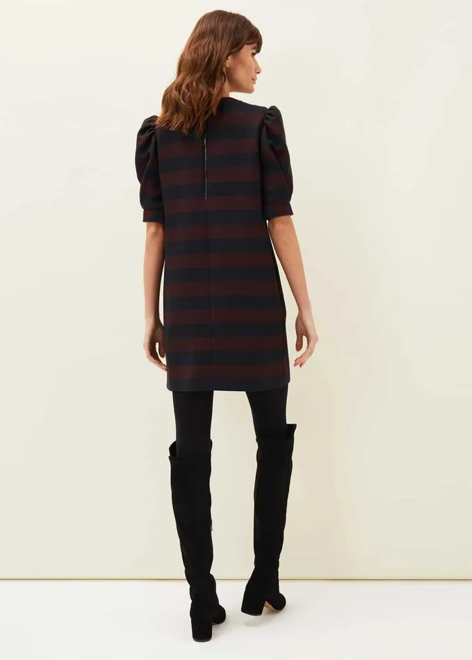 Phase Eight Maple Stripe Dress Navychestnut Women Dresses