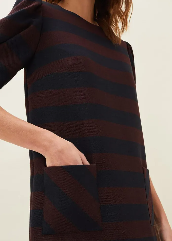 Phase Eight Maple Stripe Dress Navychestnut Women Dresses