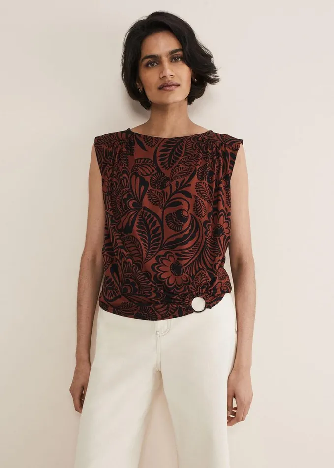 Phase Eight Mara Printed Top Blackspice Women Tops and TShirts