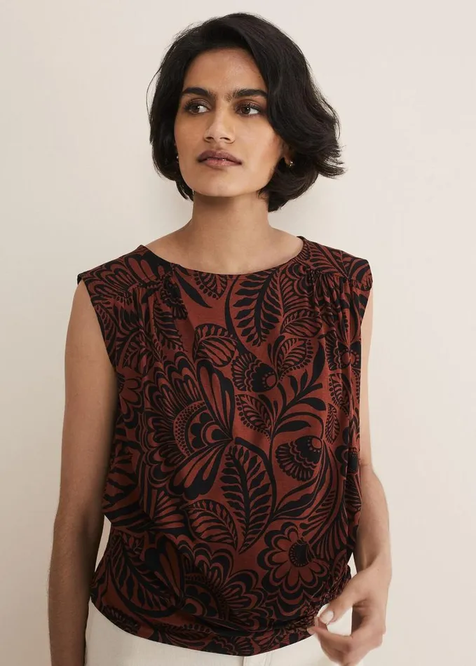 Phase Eight Mara Printed Top Blackspice Women Tops and TShirts