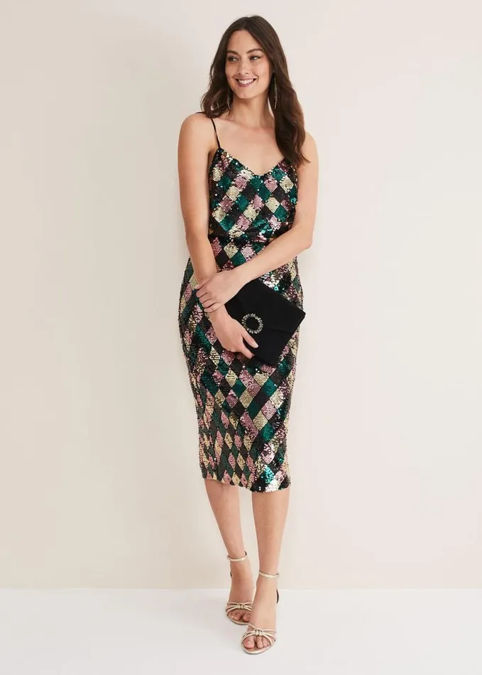 Phase Eight Mari Diamond Sequin Midi Skirt CoOrd Multicoloured Women Skirts