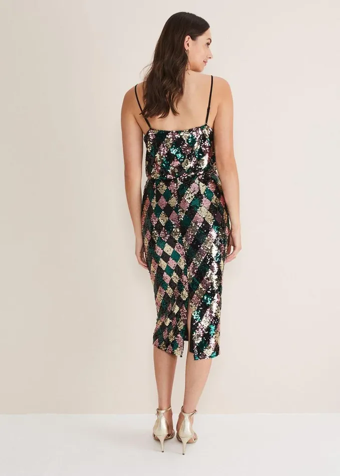 Phase Eight Mari Diamond Sequin Midi Skirt CoOrd Multicoloured Women Skirts