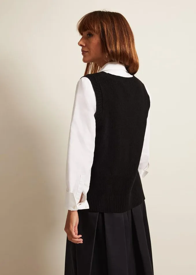 Phase Eight Marianna V Neck Tank Black Women Knitwear