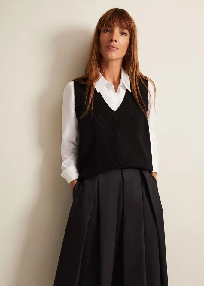 Phase Eight Marianna V Neck Tank Black Women Knitwear