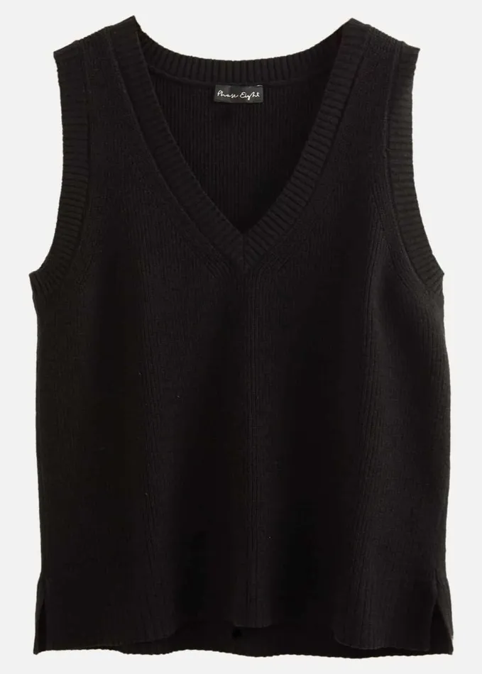 Phase Eight Marianna V Neck Tank Black Women Knitwear