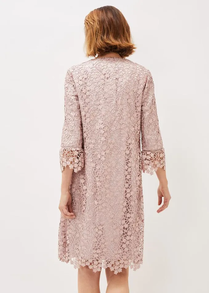 Phase Eight Mariposa Lace Occasion Coat Antique Rose Women Jackets