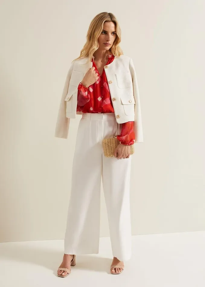 Phase Eight Megan Check Print Blouse Red Women Shirts and Blouses