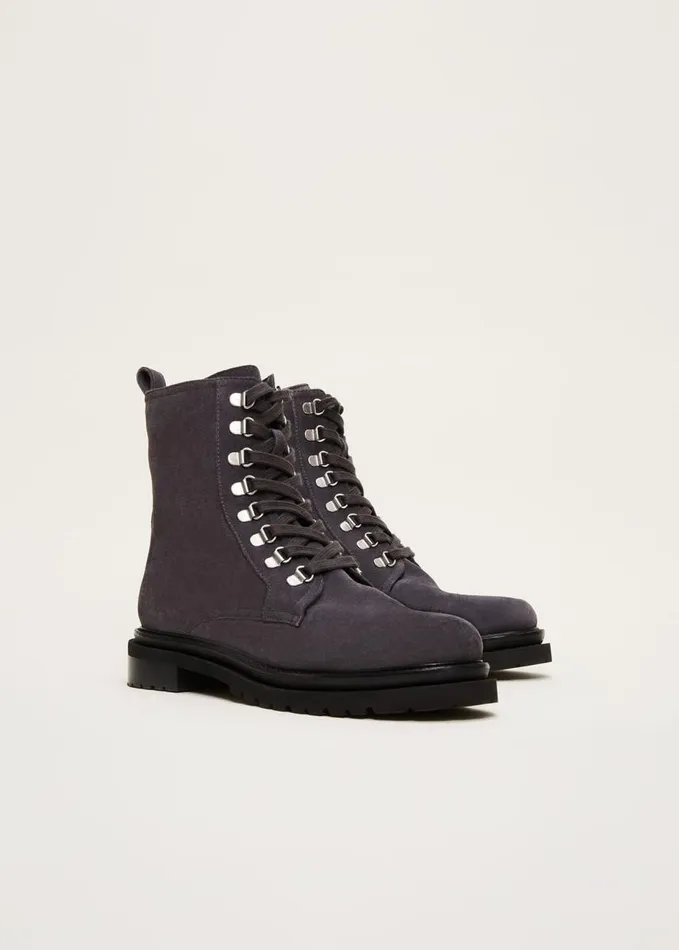 Phase Eight Meladie Suede Lace Up Hiker Boot Grey Women Boots