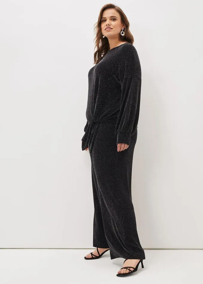 Phase Eight Mell Shimmer Lurex CoOrd Trousers Blacksilver Women Trousers