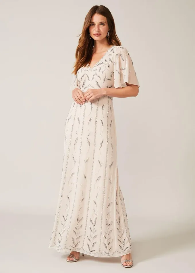 Phase Eight Meredith Embellished Leaf Dress Pearl Women Dresses