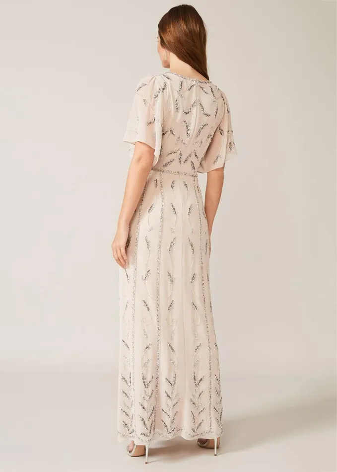 Phase Eight Meredith Embellished Leaf Dress Pearl Women Dresses