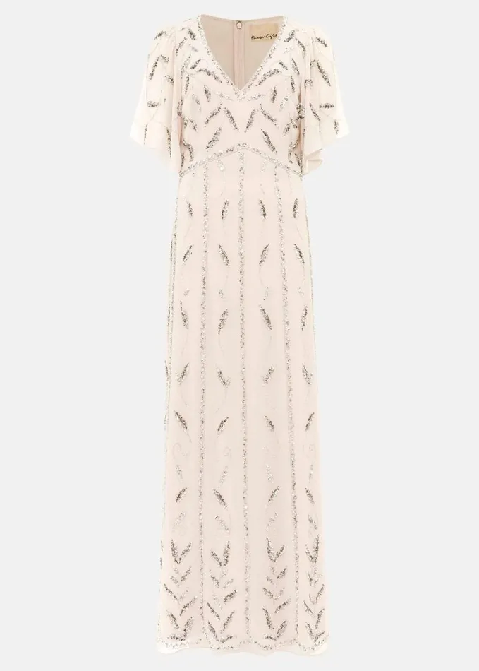 Phase Eight Meredith Embellished Leaf Dress Pearl Women Dresses