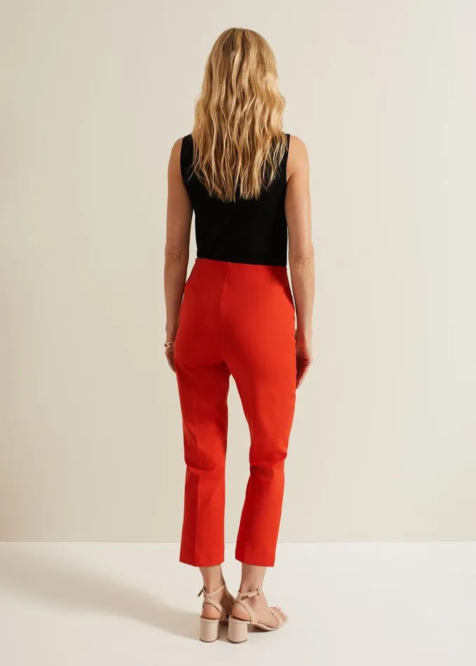 Phase Eight Miah Stretch Capri Trousers Red Women Trousers