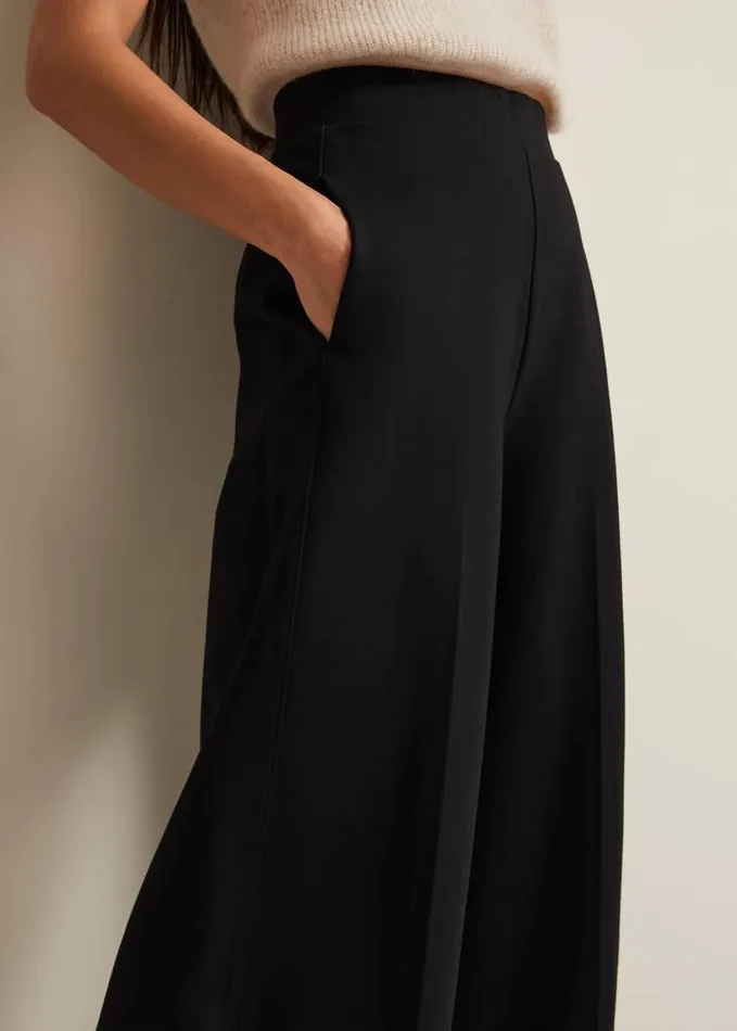 Phase Eight Mila Ponte Wide Leg Trousers Black Women Trousers