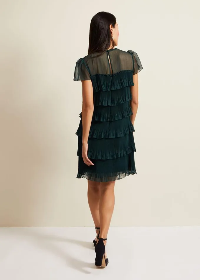 Phase Eight Mimi Dark Green Frill Mini Dress Dark Green Women Dresses
