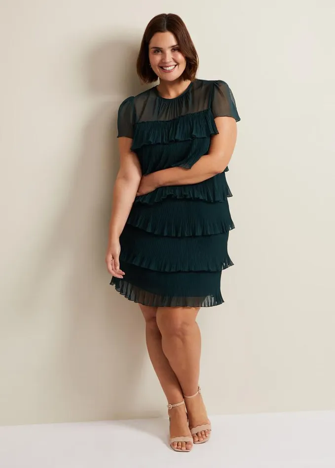 Phase Eight Mimi Dark Green Frill Mini Dress Dark Green Women Dresses