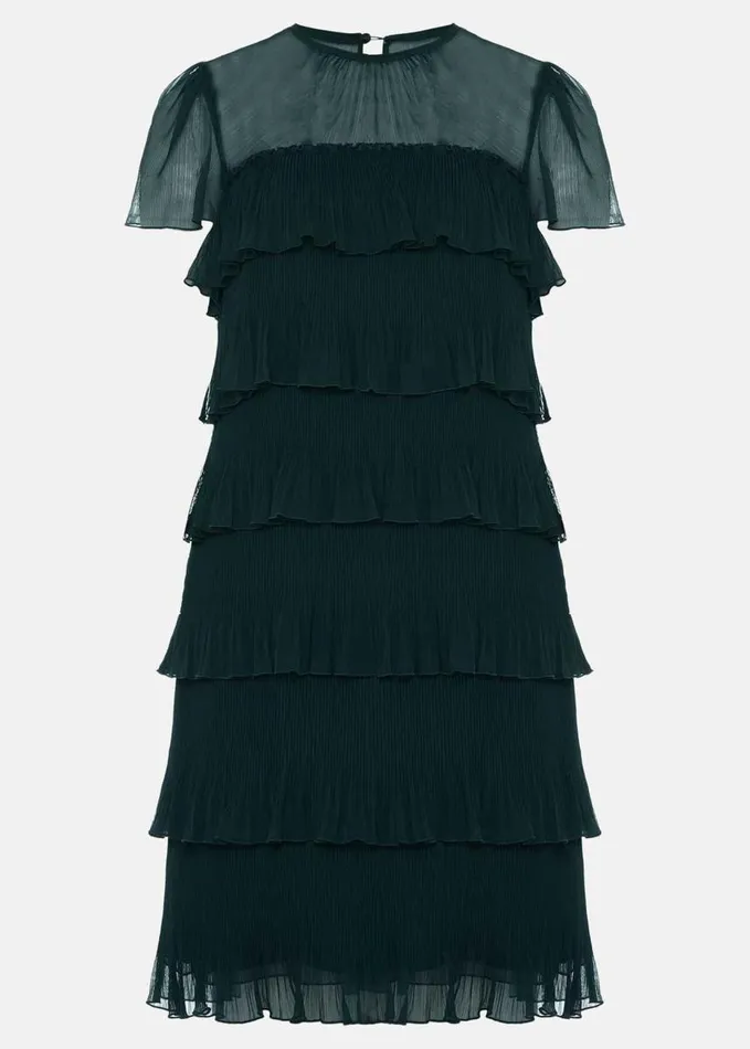 Phase Eight Mimi Dark Green Frill Mini Dress Dark Green Women Dresses