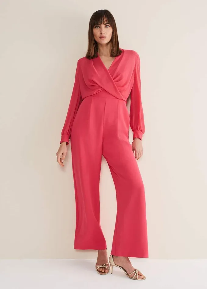 Phase Eight Mindy Wide Leg Jumpsuit Raspberry Women Dresses