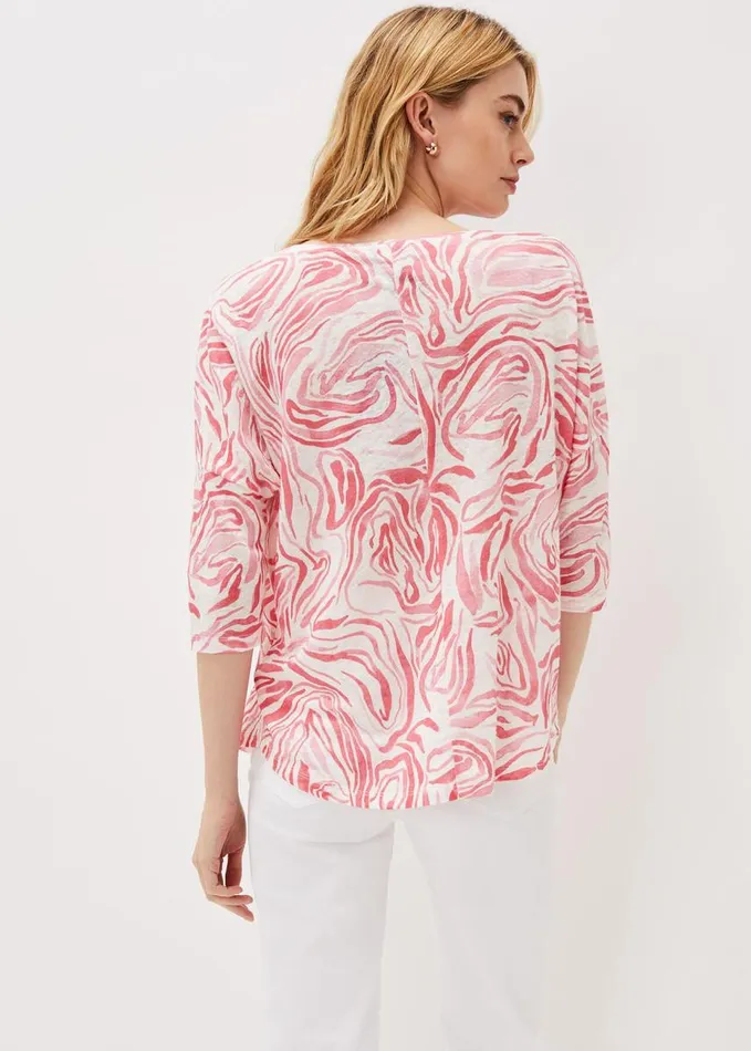 Phase Eight Moire Linen Print Top Coral Women Tops and TShirts