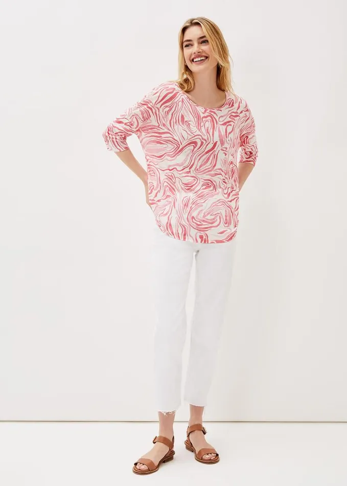 Phase Eight Moire Linen Print Top Coral Women Tops and TShirts