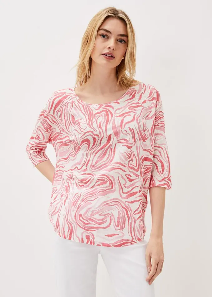 Phase Eight Moire Linen Print Top Coral Women Tops and TShirts