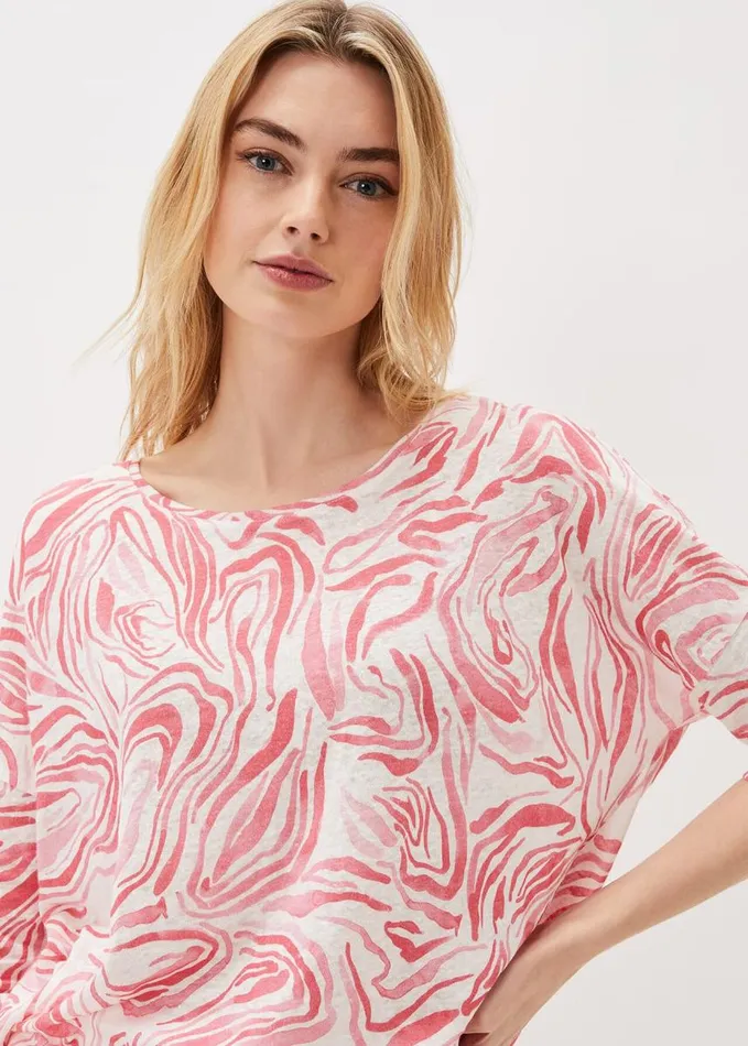 Phase Eight Moire Linen Print Top Coral Women Tops and TShirts