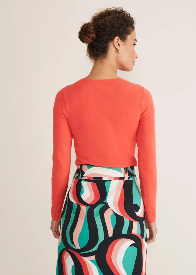 Phase Eight Molla Crew Neck Jumper Bright Apricot Women Knitwear