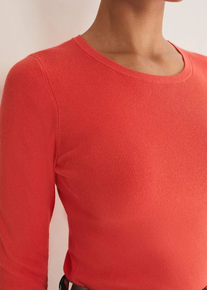 Phase Eight Molla Crew Neck Jumper Bright Apricot Women Knitwear