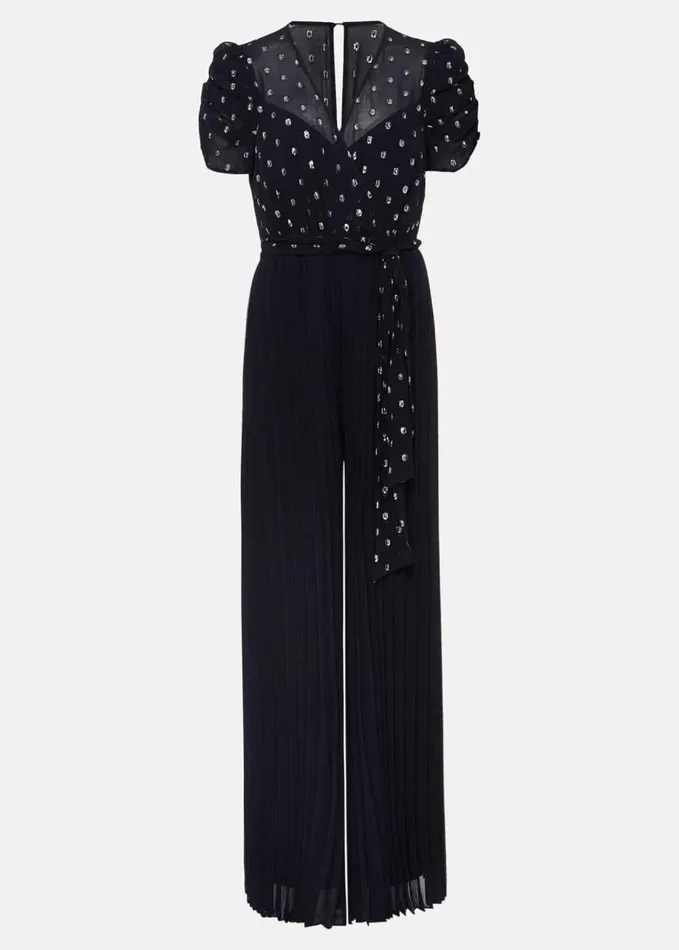 Phase Eight Molli Spot Pleated Jumpsuit Navy Women Jumpsuits