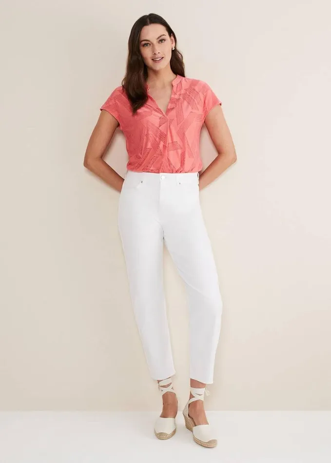 Phase Eight Mylah Burnout Abstract Top Apricot Women Tops and TShirts