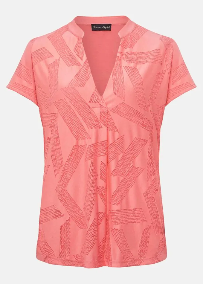 Phase Eight Mylah Burnout Abstract Top Apricot Women Tops and TShirts