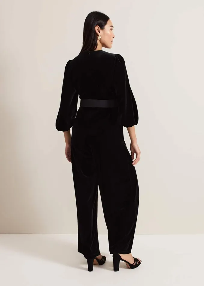 Phase Eight Myleen Black Velvet Jumpsuit Black Women Dresses