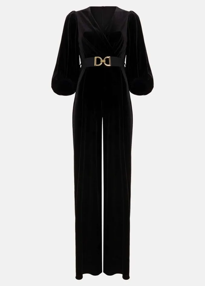 Phase Eight Myleen Black Velvet Jumpsuit Black Women Dresses