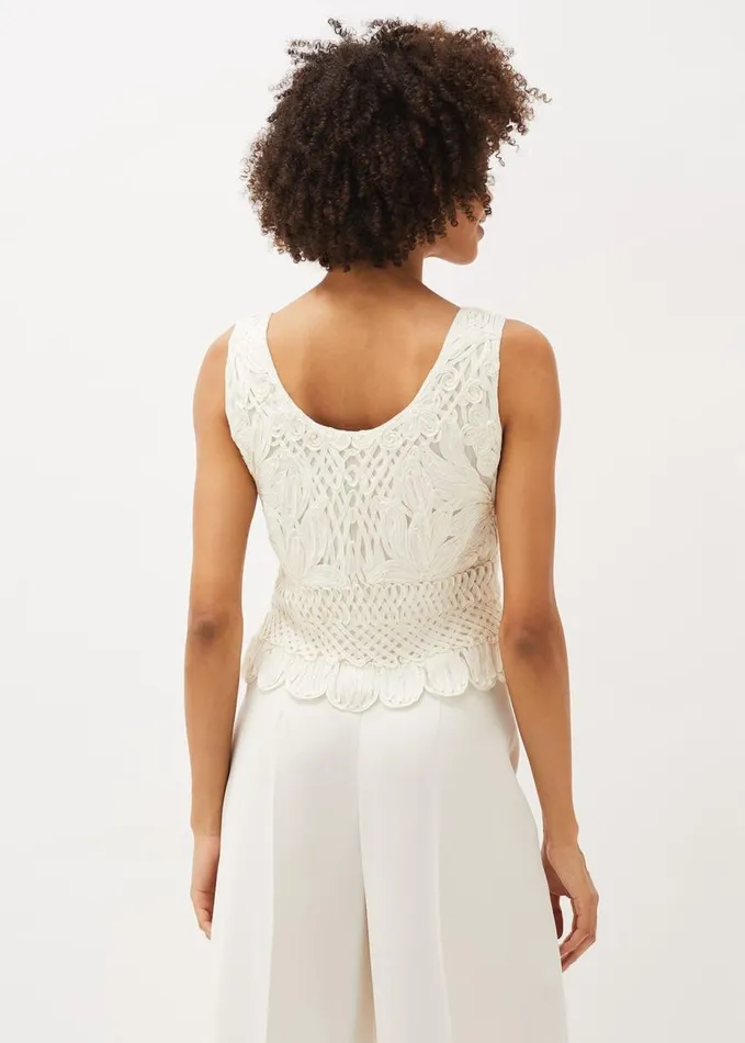 Phase Eight Naila Tapework Top Buttermilk Women Tops and TShirts