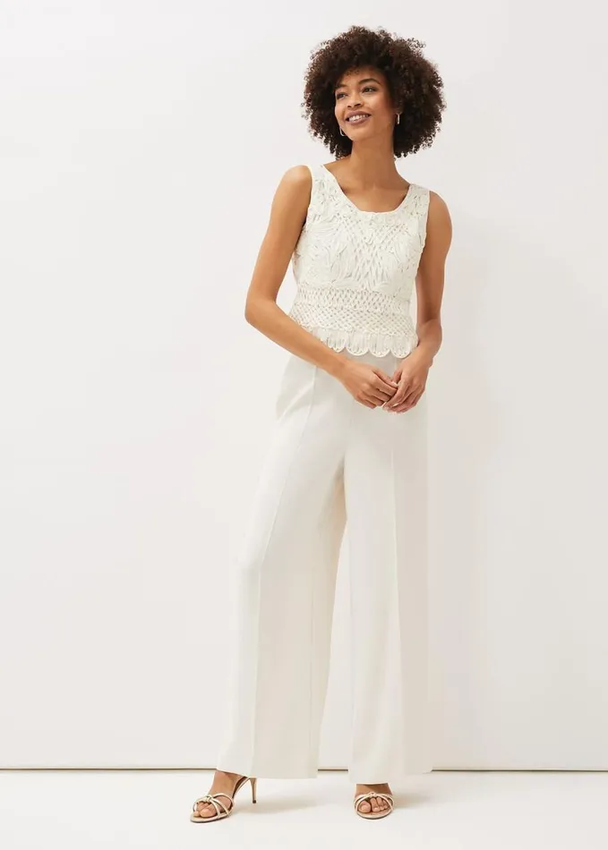 Phase Eight Naila Tapework Top Buttermilk Women Tops and TShirts