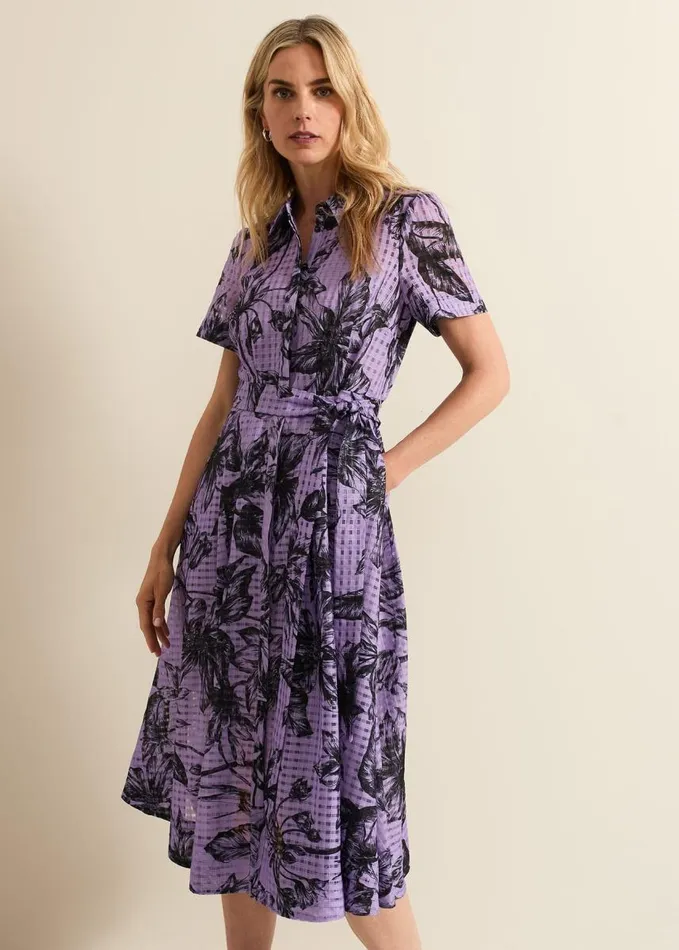 Phase Eight Natalie Lilac Floral Check Dress Lilac Women Dresses
