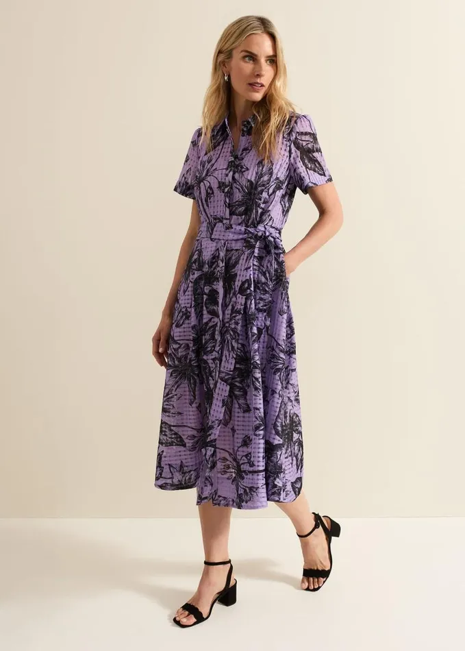 Phase Eight Natalie Lilac Floral Check Dress Lilac Women Dresses
