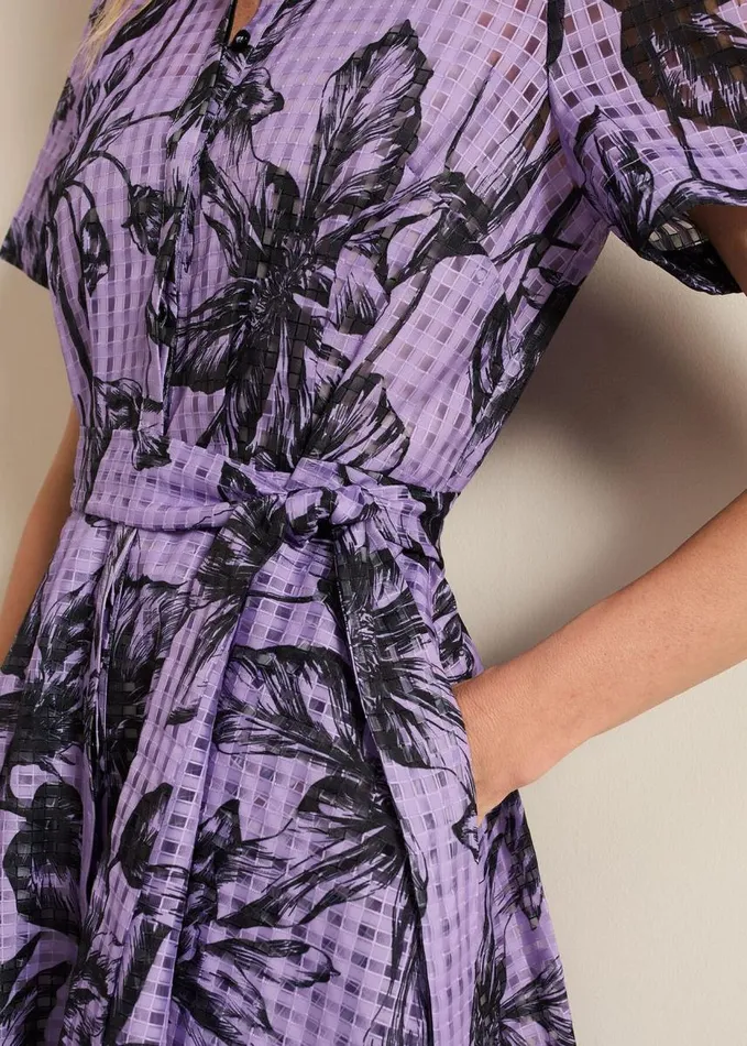 Phase Eight Natalie Lilac Floral Check Dress Lilac Women Dresses