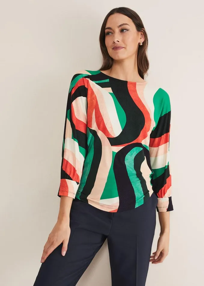 Phase Eight Nathalie Swirl Print Top Multicoloured Women Tops and TShirts