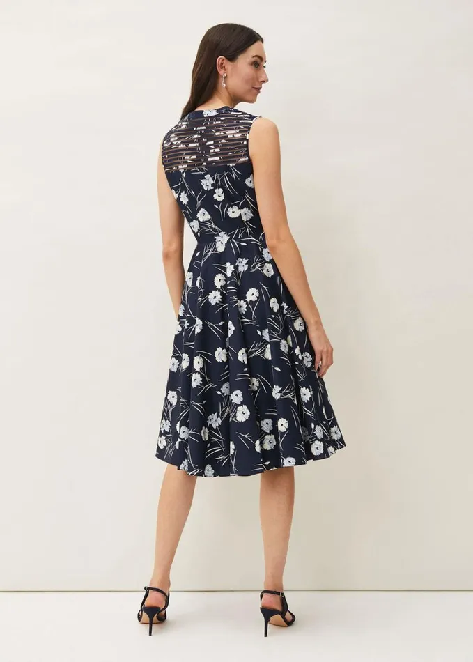 Phase Eight Neha Floral Print Dress Navy Multi Women Dresses