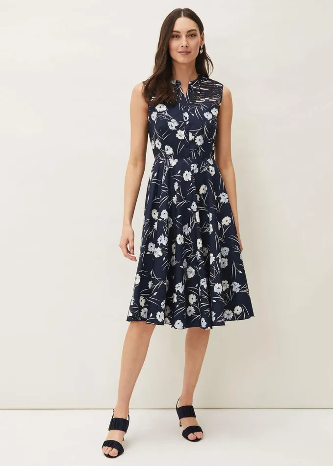 Phase Eight Neha Floral Print Dress Navy Multi Women Dresses