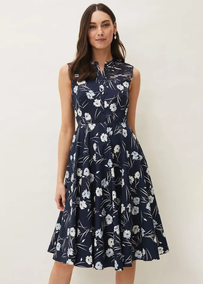 Phase Eight Neha Floral Print Dress Navy Multi Women Dresses