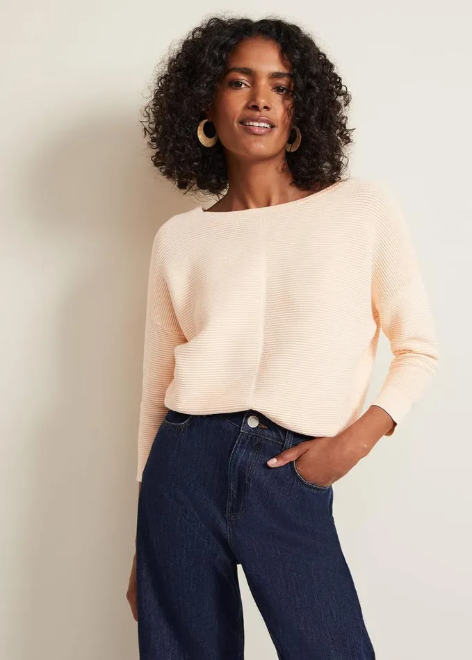 Phase Eight Nellie Ripple Jumper Apricot Women Knitwear