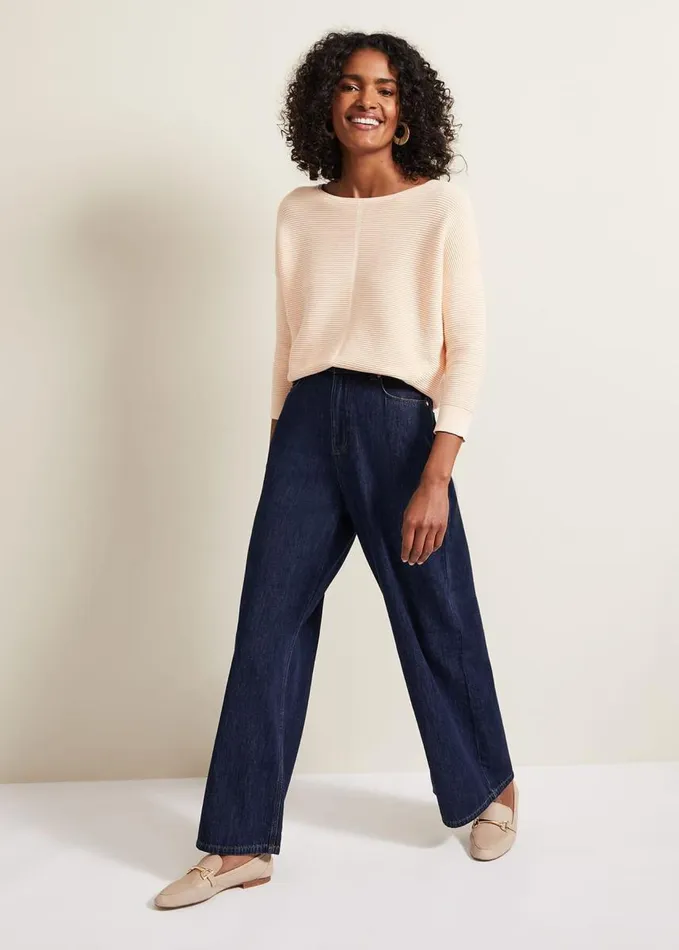 Phase Eight Nellie Ripple Jumper Apricot Women Knitwear