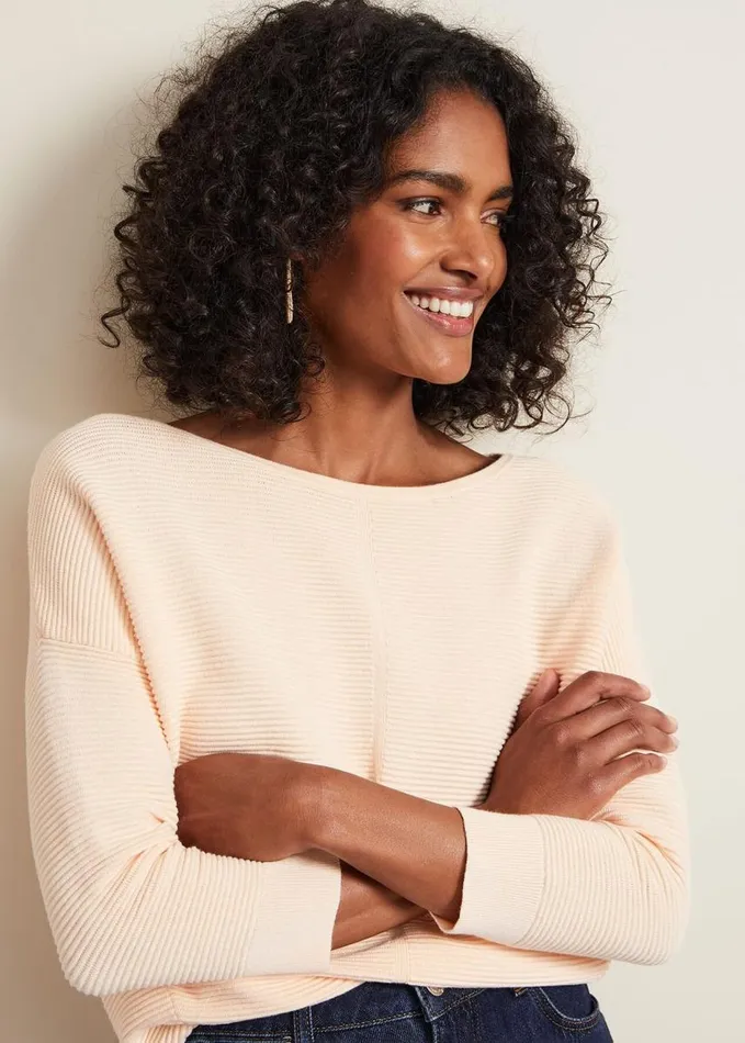 Phase Eight Nellie Ripple Jumper Apricot Women Knitwear