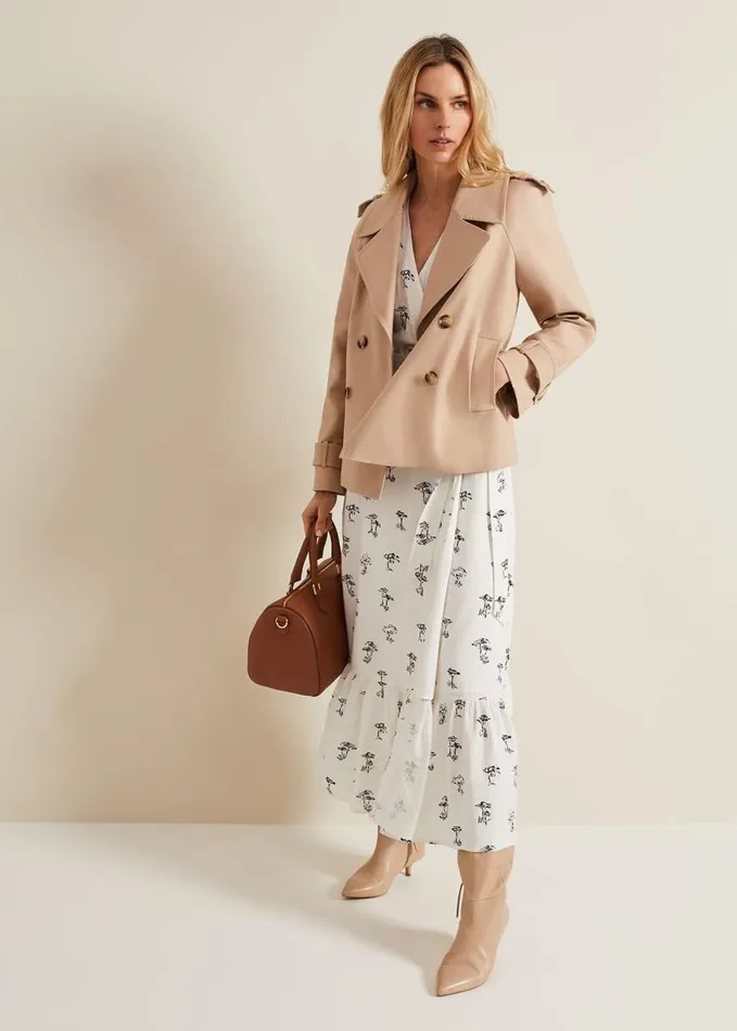 Phase Eight Nelly Linen Wrap Midi Dress Cream Women Dresses