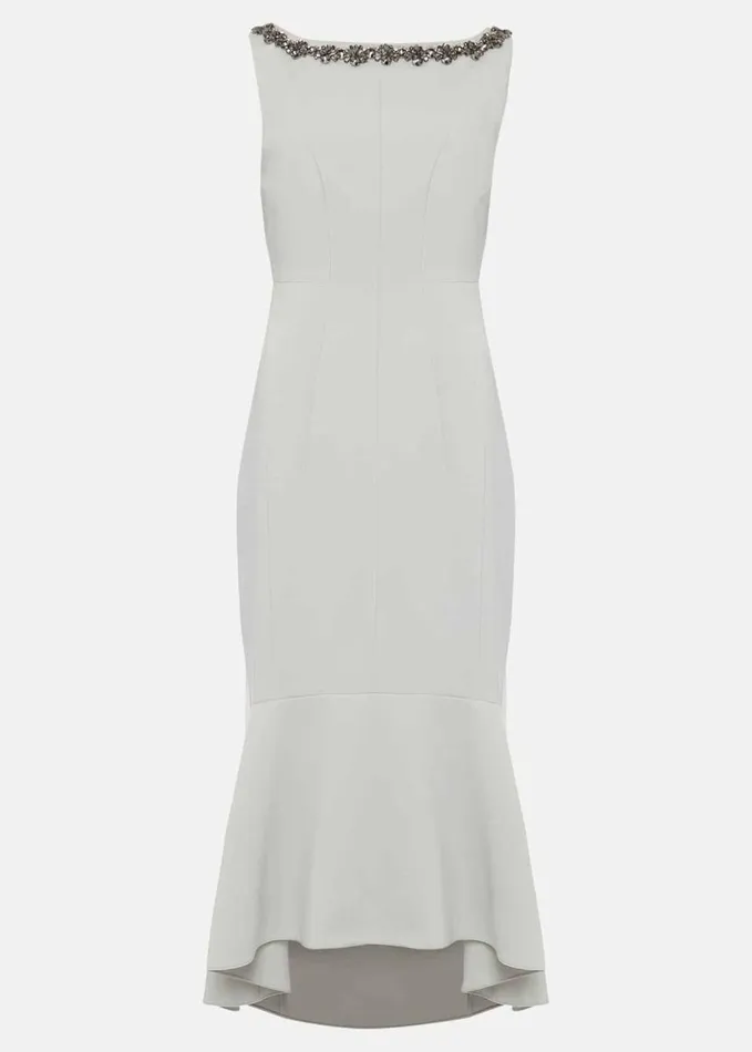 Phase Eight Nia Embellished Scuba Dress Eau De Nil Women Dresses