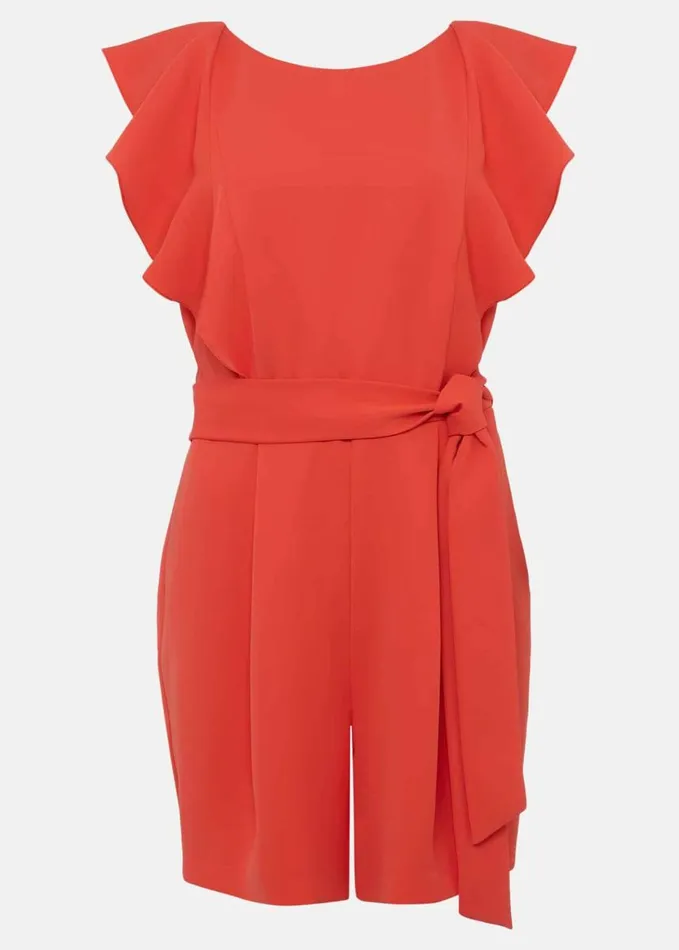 Phase Eight Oaklynn Ruffle Playsuit Vermillion Women Dresses